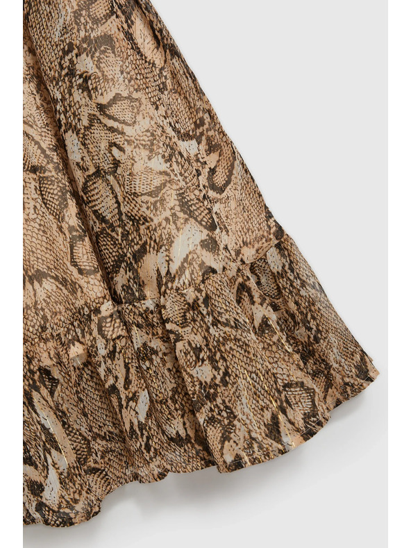 Moodo Bézs ruha felfújt ujjakkal és állat mintával Moodo