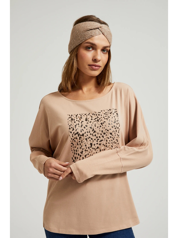 Moodo Flitterekkel díszített fejpánt, bézs Moodo