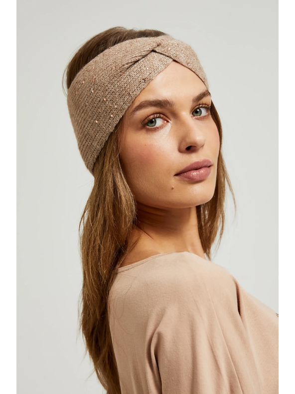 Moodo Flitterekkel díszített fejpánt, bézs Moodo