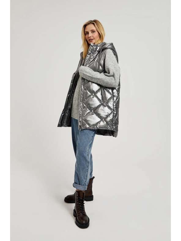 Moodo Steppelt kapucnis mellény, ezüst Moodo