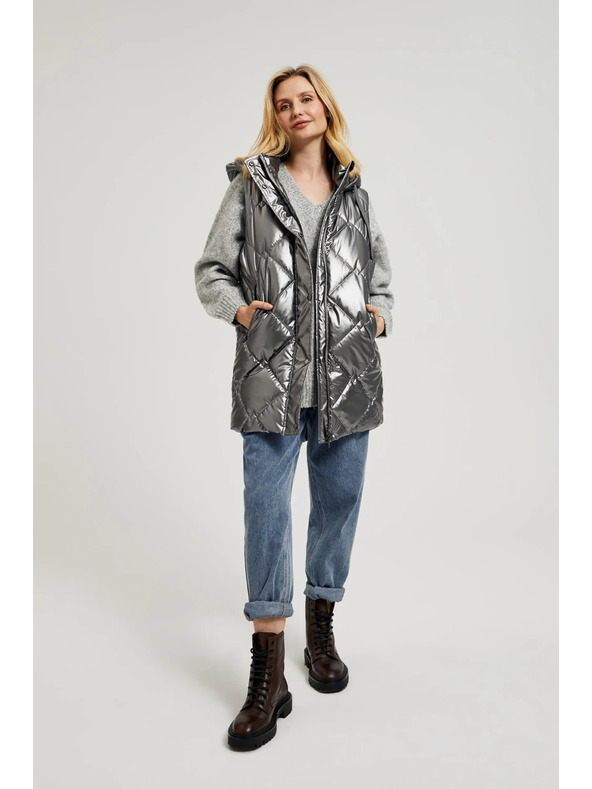 Moodo Steppelt kapucnis mellény, ezüst Moodo