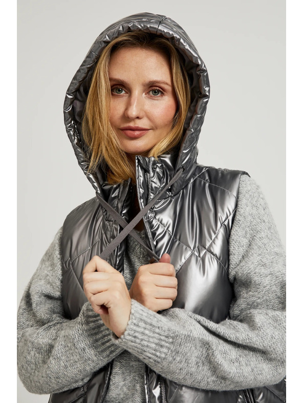 Moodo Steppelt kapucnis mellény, ezüst Moodo