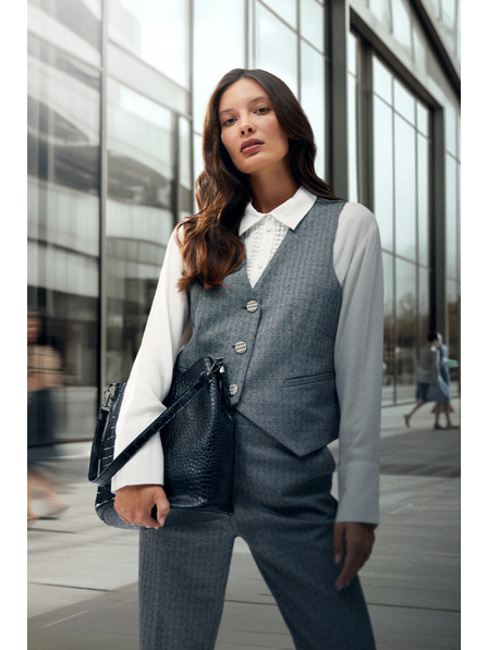 Moodo Elegáns mellény, szürke ezüst gombokkal Moodo