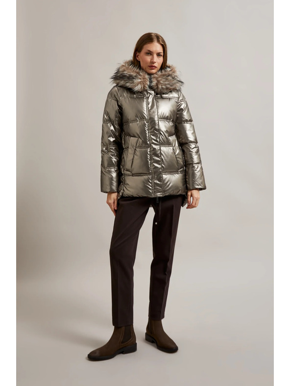 Moodo Metál dzseki szőrmés kapucnival, bézs Moodo