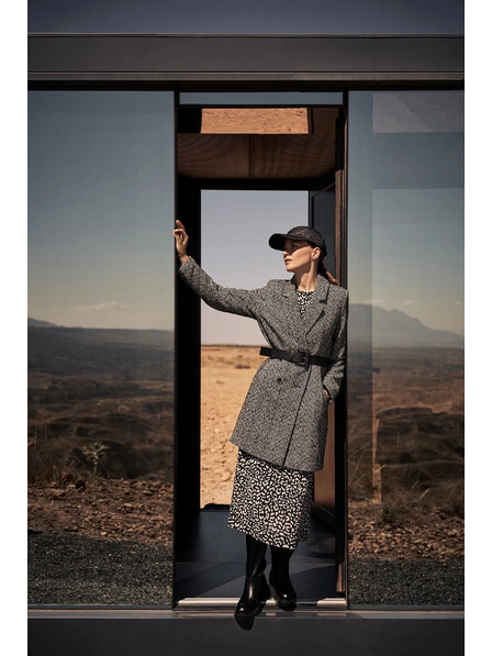 Moodo Halszálka mintás kabát, fekete Moodo