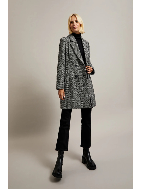 Moodo Halszálka mintás kabát, fekete Moodo