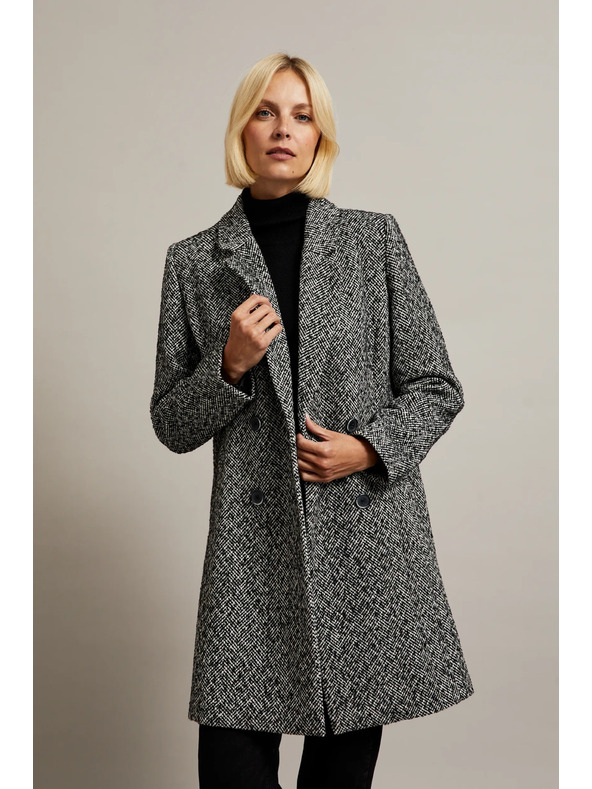 Moodo Halszálka mintás kabát, fekete Moodo