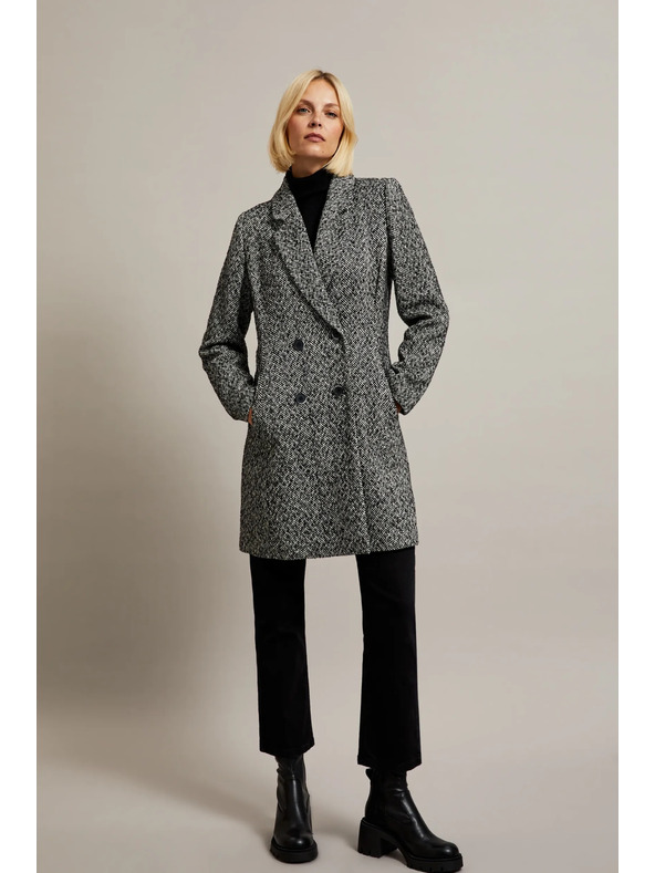 Moodo Halszálka mintás kabát, fekete Moodo