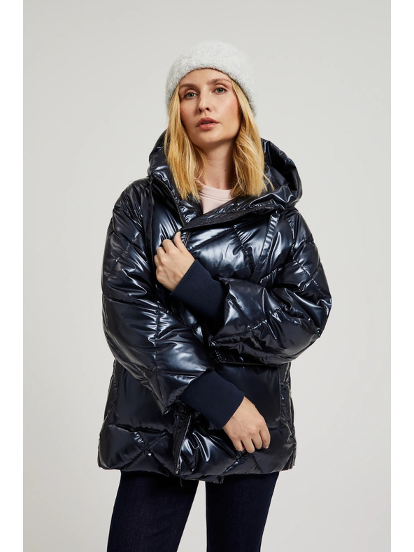 Moodo Steppelt metál dzseki kapucnival, sötétkék Moodo