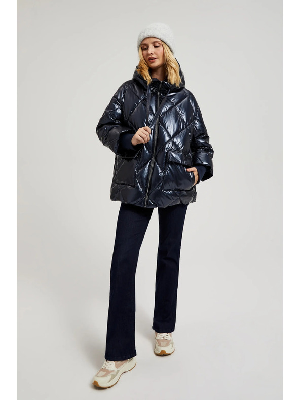 Moodo Steppelt metál dzseki kapucnival, sötétkék Moodo