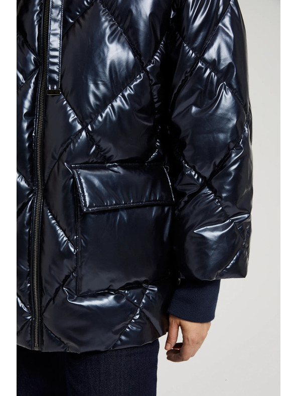 Moodo Steppelt metál dzseki kapucnival, sötétkék Moodo