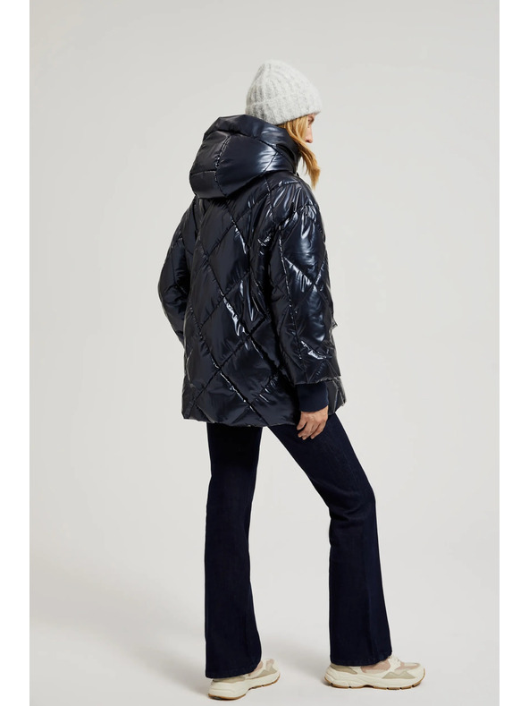 Moodo Steppelt metál dzseki kapucnival, sötétkék Moodo