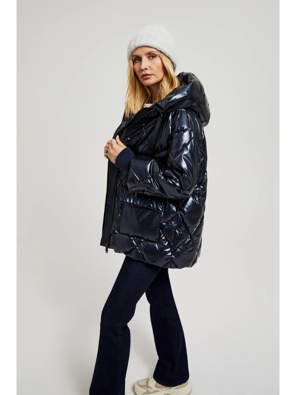 Moodo Steppelt metál dzseki kapucnival, sötétkék Moodo