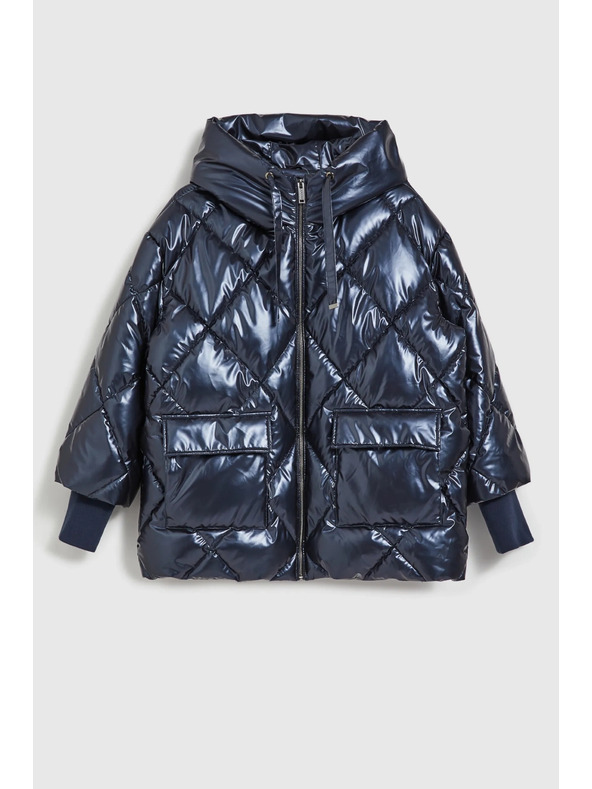 Moodo Steppelt metál dzseki kapucnival, sötétkék Moodo