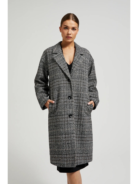 Moodo Oversize kockás kabát, fekete Moodo