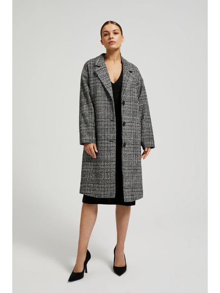 Moodo Oversize kockás kabát, fekete Moodo