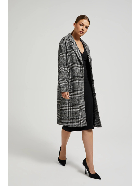 Moodo Oversize kockás kabát, fekete Moodo