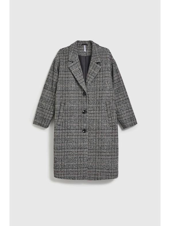 Moodo Oversize kockás kabát, fekete Moodo
