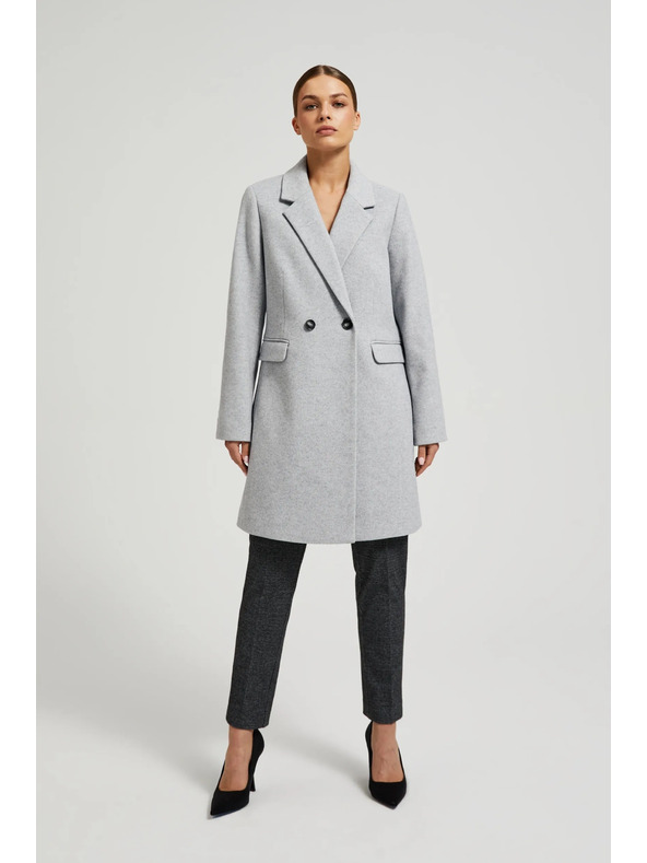 Moodo Egyszerű szürke kabát gombos záródással Moodo