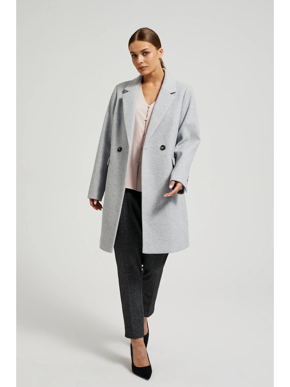 Moodo Egyszerű szürke kabát gombos záródással Moodo