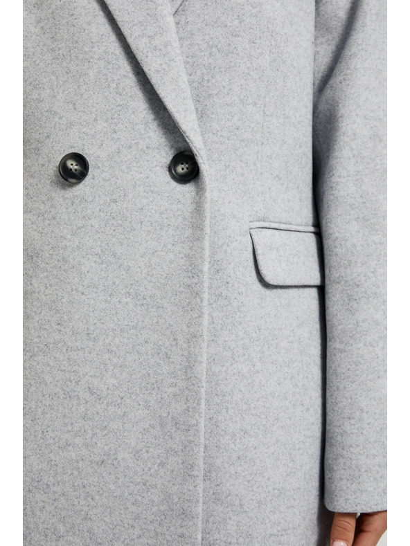 Moodo Egyszerű szürke kabát gombos záródással Moodo