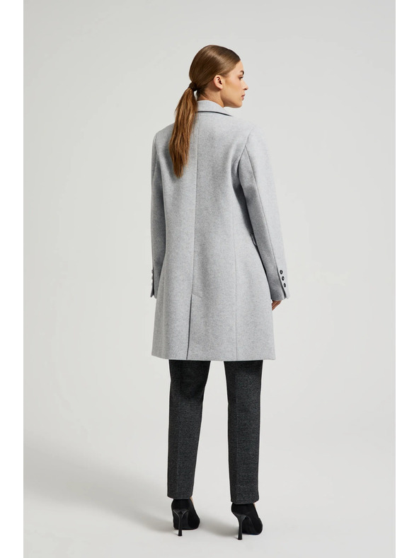 Moodo Egyszerű szürke kabát gombos záródással Moodo