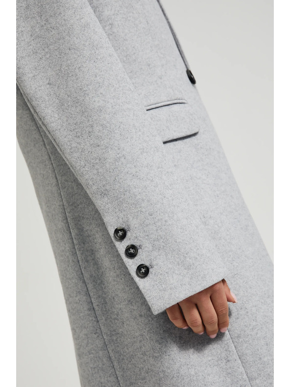 Moodo Egyszerű szürke kabát gombos záródással Moodo