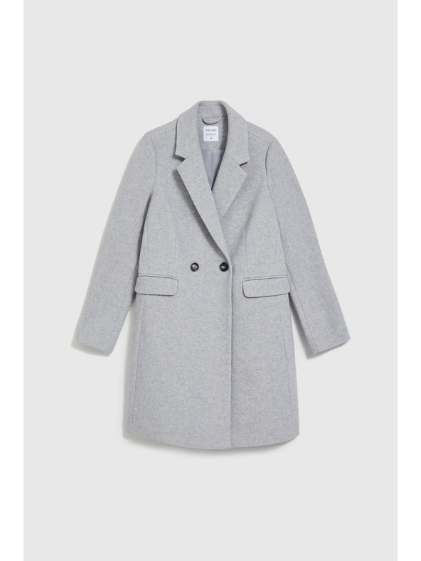 Moodo Egyszerű szürke kabát gombos záródással Moodo