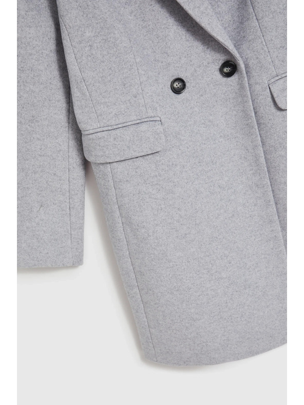 Moodo Egyszerű szürke kabát gombos záródással Moodo