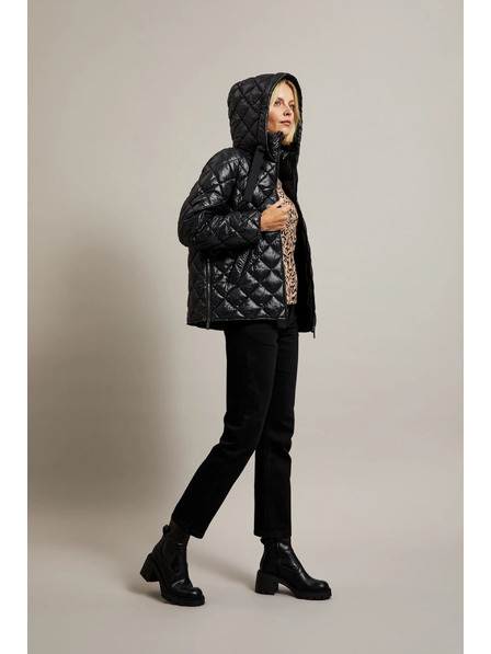 Moodo Rövid steppelt dzseki kapucnival, fekete Moodo