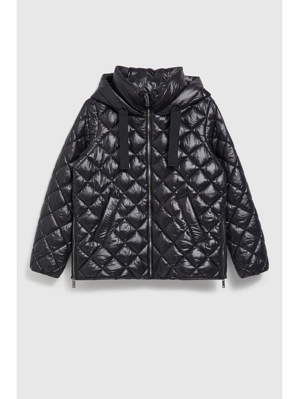 Moodo Rövid steppelt dzseki kapucnival, fekete Moodo