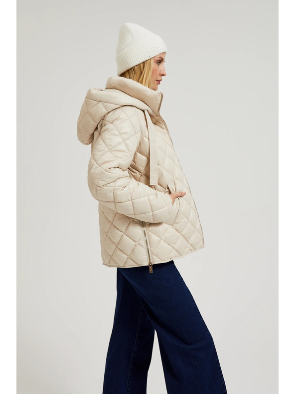 Moodo Rövid steppelt kapucnis bézsszínű dzseki Moodo