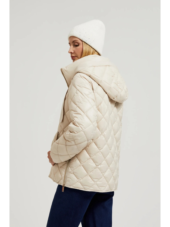 Moodo Rövid steppelt kapucnis bézsszínű dzseki Moodo