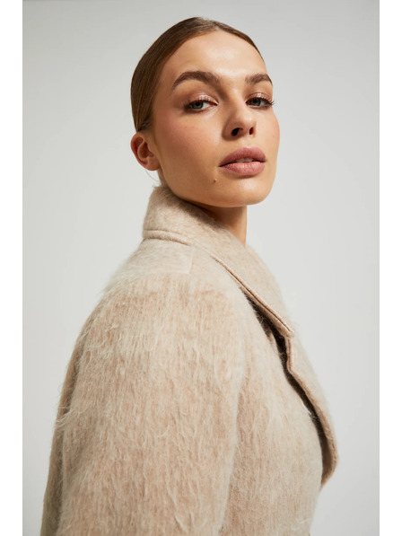 Moodo Duplapántos bézsszínű kabát gallérral Moodo