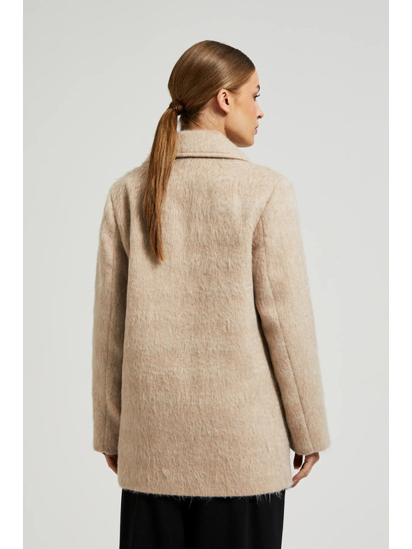 Moodo Duplapántos bézsszínű kabát gallérral Moodo