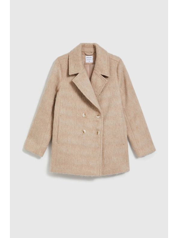 Moodo Duplapántos bézsszínű kabát gallérral Moodo