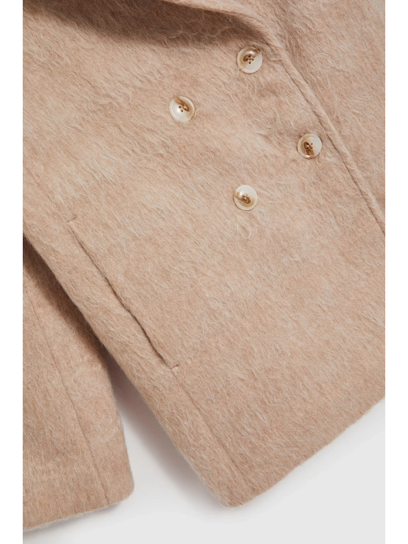 Moodo Duplapántos bézsszínű kabát gallérral Moodo
