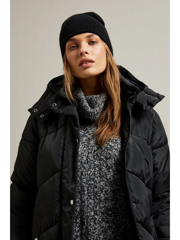 Moodo Hosszú steppelt dzseki kapucnival fekete Moodo