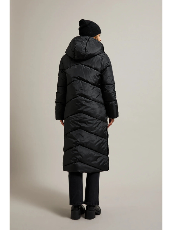 Moodo Hosszú steppelt dzseki kapucnival fekete Moodo