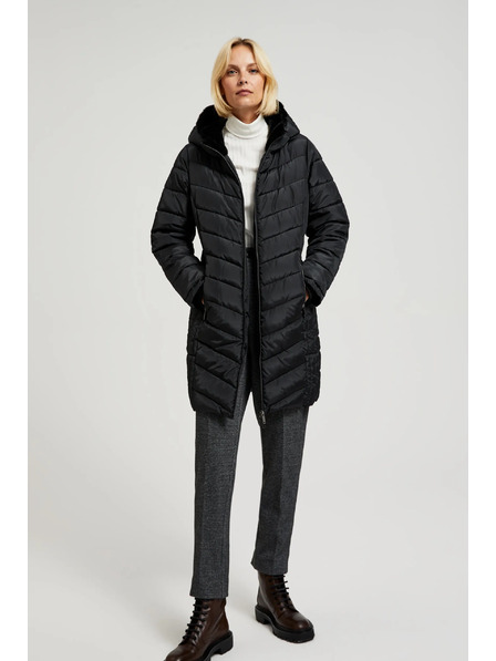 Moodo Steppelt dzseki kapucnival és zipzáras zsebekkel fekete Moodo