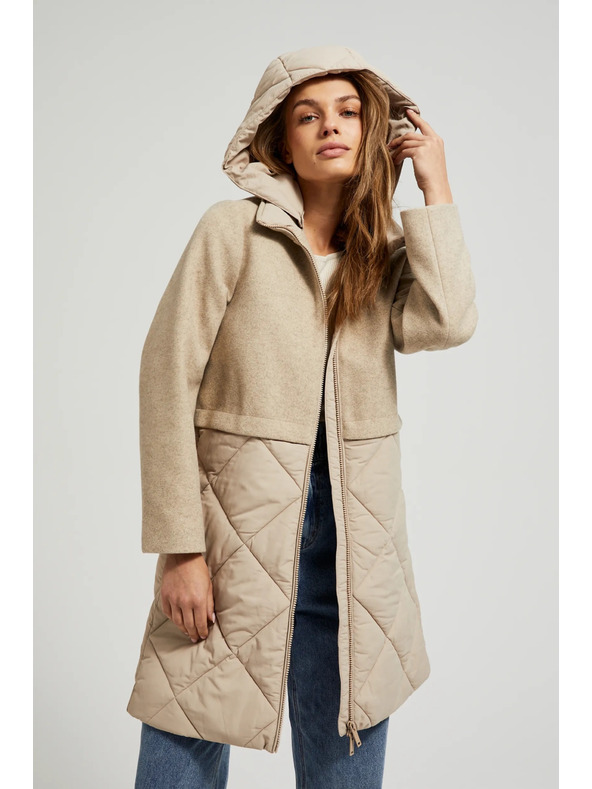 Moodo Levehető kapucnis bézsszínű dzseki Moodo