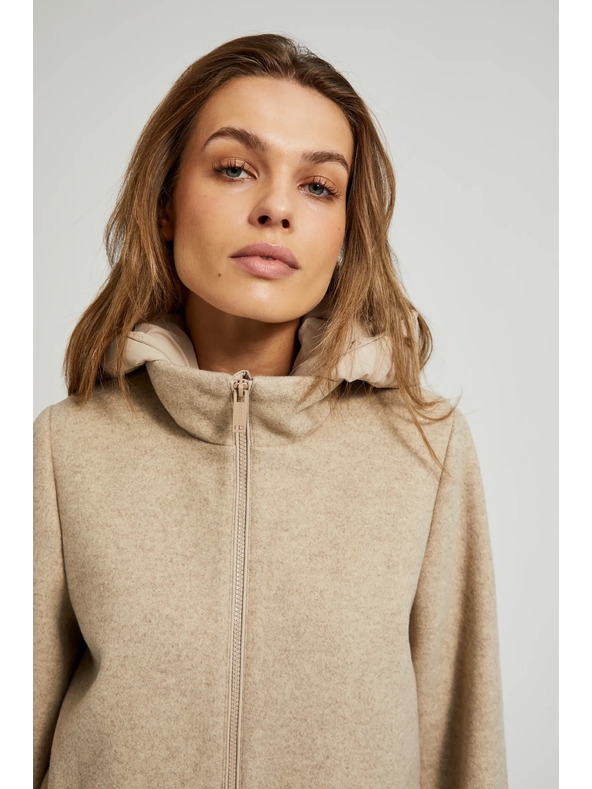 Moodo Levehető kapucnis bézsszínű dzseki Moodo