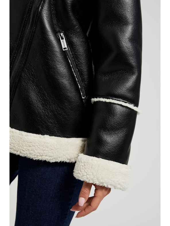 Moodo Fekete dzseki szőrmés gallérral Moodo