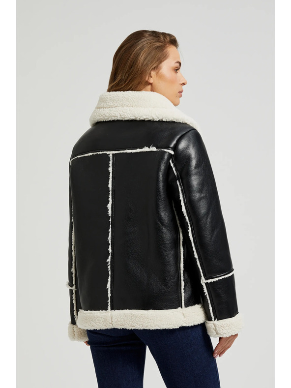 Moodo Fekete dzseki szőrmés gallérral Moodo