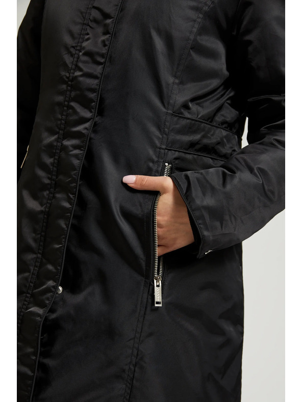 Moodo Téli kabát szőrmés kapucnival fekete Moodo