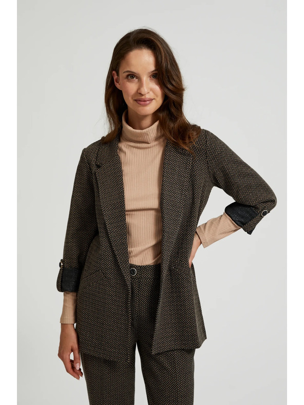 Moodo Fekete zakó metál szállal díszítve, feltűrt ujjakkal Moodo