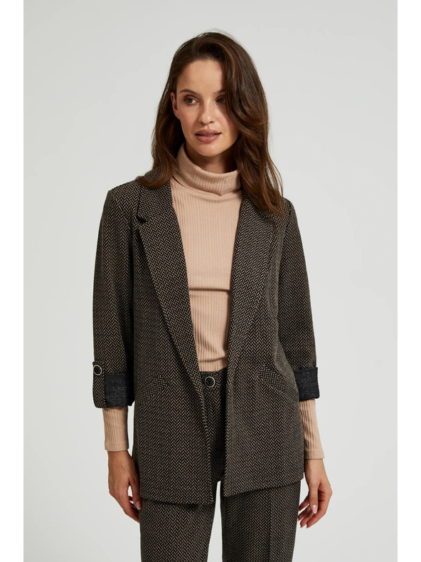 Moodo Fekete zakó metál szállal díszítve, feltűrt ujjakkal Moodo