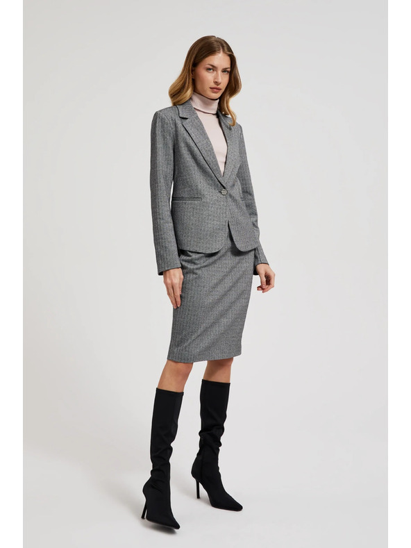 Moodo Egyoldalas elegáns hosszú ujjú szürke blézer Moodo