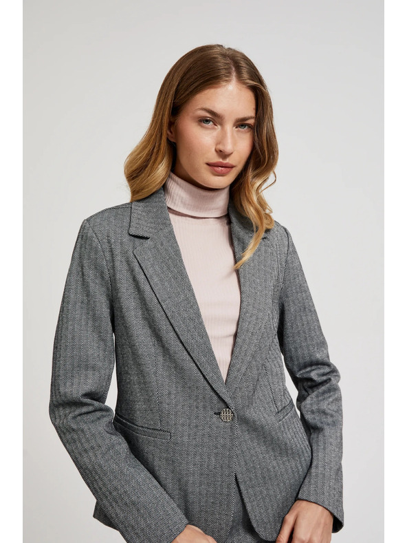 Moodo Egyoldalas elegáns hosszú ujjú szürke blézer Moodo