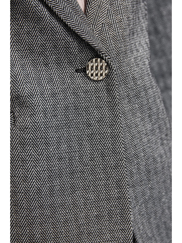 Moodo Egyoldalas elegáns hosszú ujjú szürke blézer Moodo